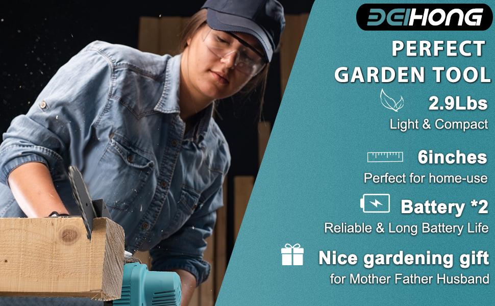 21V Cordless Mini Chainsaw 6-Inch - Compact Handheld Electric Chain Saw with 2 Batteries  Security Lock for Efficient Wood Cutting, Tree Trimming, and Pruning - Trending Christmas Gifts and New Year Gift Ideas Power Tools Tool Kit