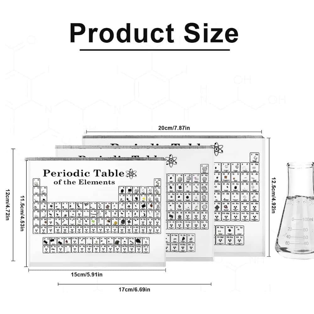 Periodic Table with Real Elements, 1 Count Acrylic 3D Periodic Table with Flange Pocket, Visual Learning Tools, School & Educational Supplies, Office Decor