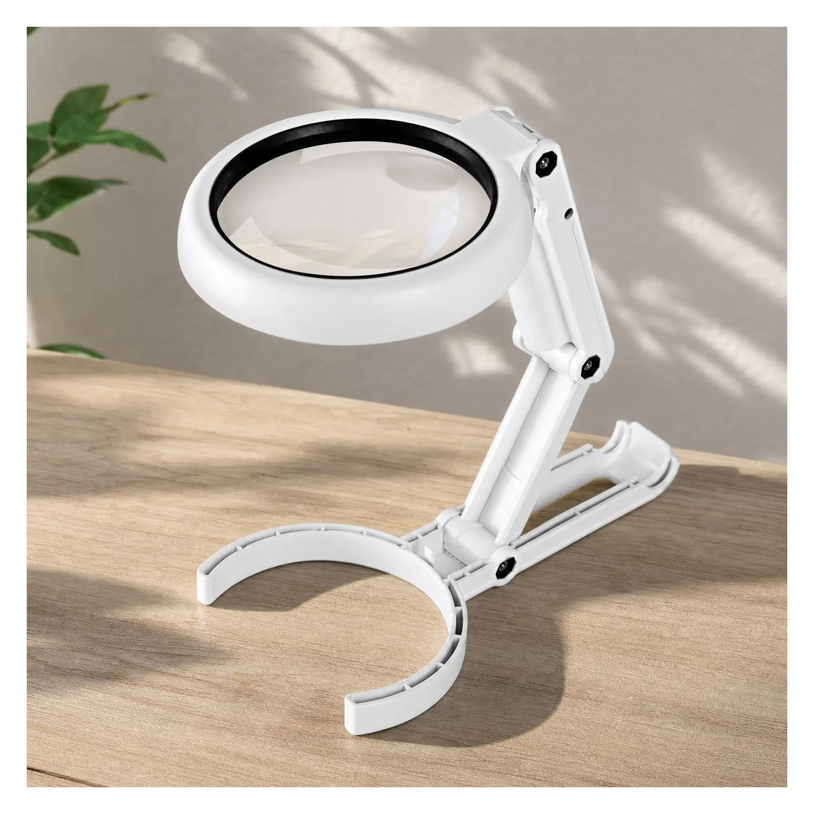 Magnifying Glass with Light and Stand, 3.55 Inch Large Lens, LED Illuminated Magnifier with Adjustable Brightness, Lightweight Foldable Arm for Seniors Reading, Close Work, Coins, JewelryGift