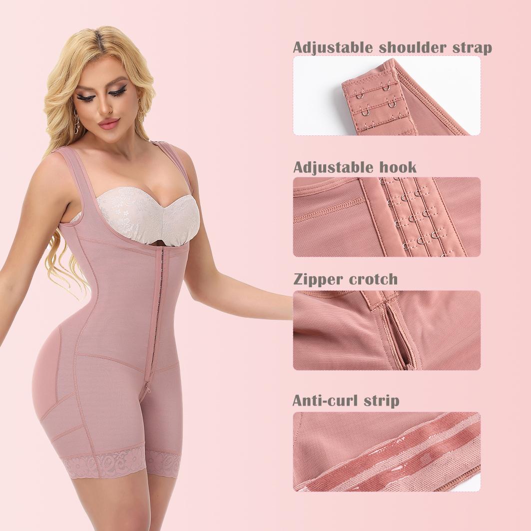 M MYODRESS Tummy Control Hourglass Open Bust Fajas Colombianas Shapewear for Women with Zipper and Inner Hooks for Easy Wear