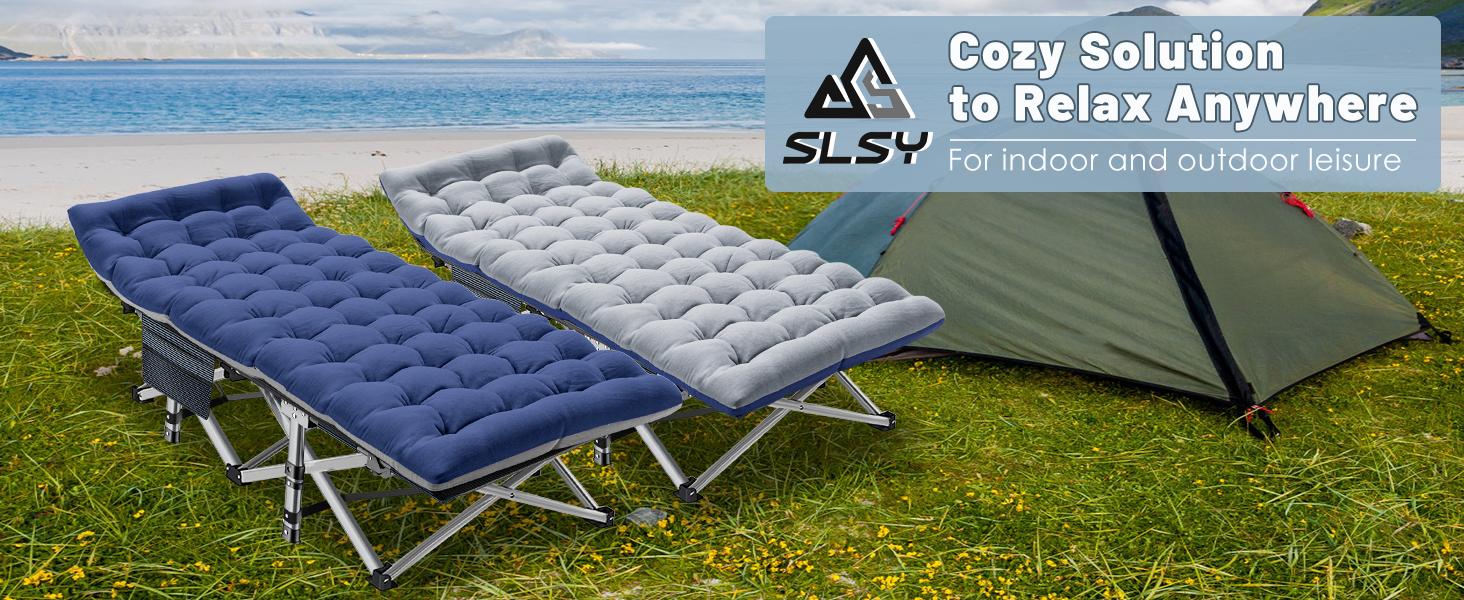 SLSY Folding Bed Cot with 3.3 inch 2 Sided Mattress, 75"x 28" Folding Sleeping Cot Guest Bed, Folding Camping Cots with Carry Bag