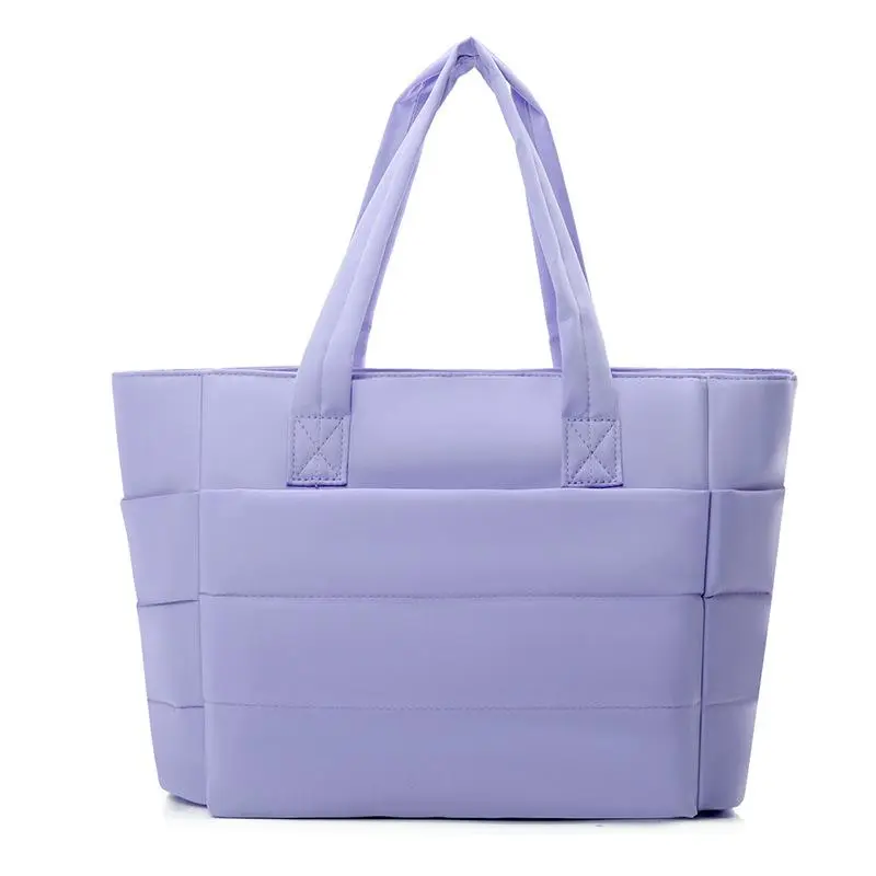 Women's Quilted Puffer Tote Bag, Fashionable Folding Lightweight Shoulder Bag with Laptop Compartment and Zipper for Work, Travel & Gym, Folding Women's Tote Bags