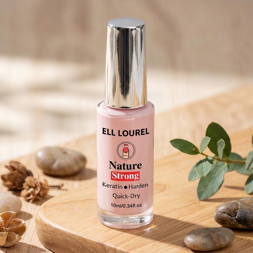 ELL LOUREL Nature Strong Keratin Harden Nail Strengthener, Quick-Dry Natural Pink Nail Hardener, Nourishing Keratin Nail Care for Weak, Thin Nails, Salon Quality DIY Manicure, Perfect Holiday Gift, 10ml/0.34fl.oz