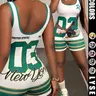 Women's Casual Number 03 & Five-Pointed Star & Eagle Print Tight Romper