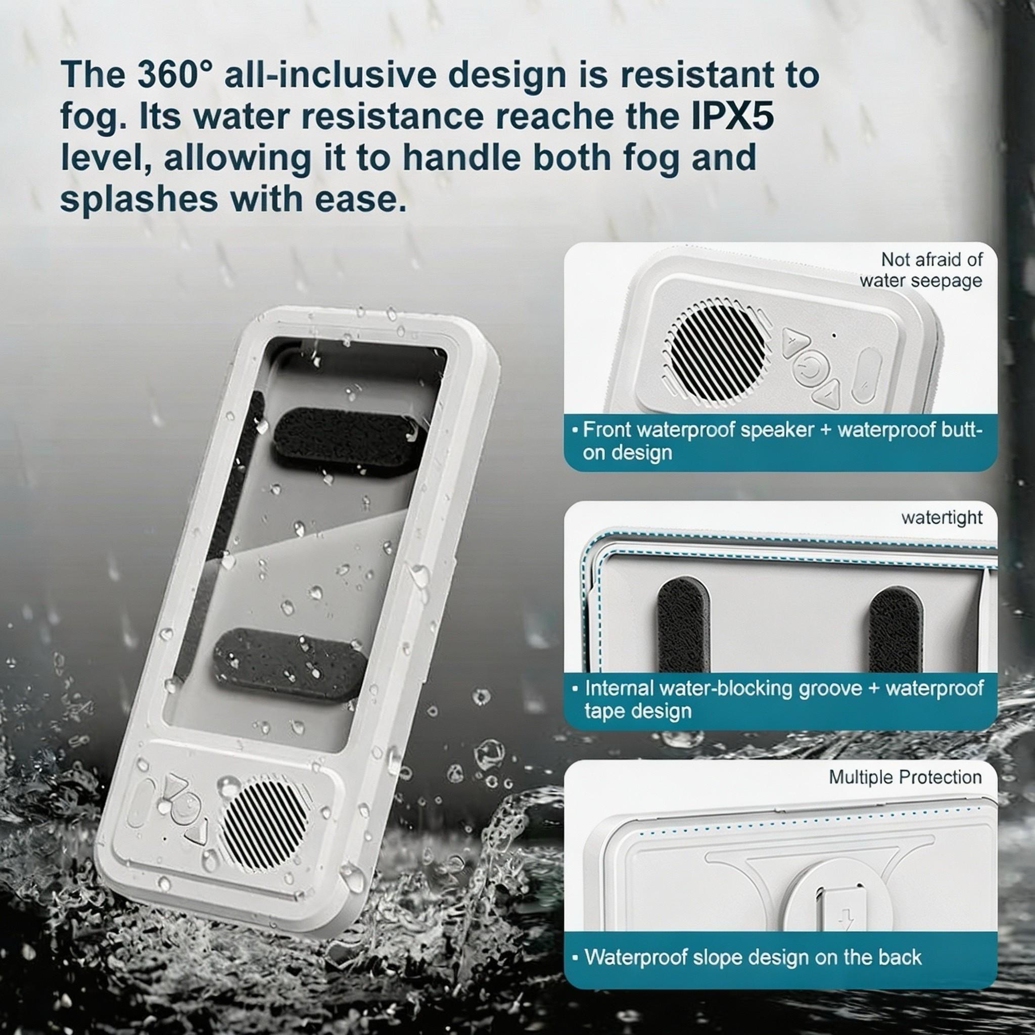 Waterproof Box Bluetooth Wireless Speaker with 360° Rotating Touch Screen, Bathroom Shower TV and Phone Holder Speaker for Watching Movies, Listening to Music, Suitable for Swimming Pool, Kitchen and Bathroom