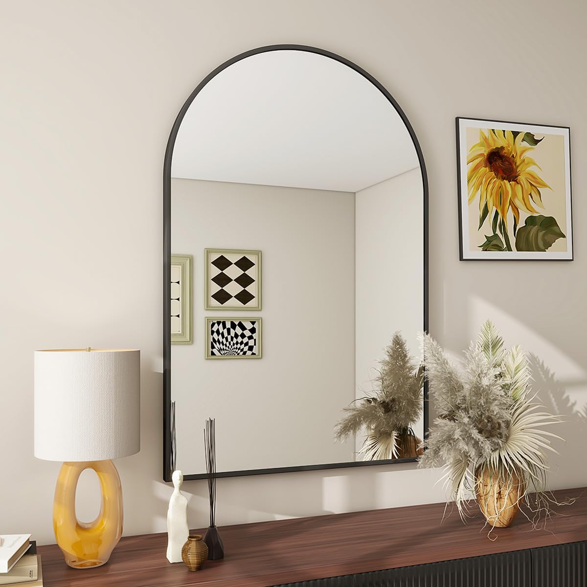 Arched Anti-Fog Bathroom Mirror, 30x20 / 35x24 / 37x26 Inch Options, Rustproof Aluminum Frame, HD Explosion-Proof Glass, Elegant Wall Mirror for Entryway, Living Room, Cafe (Golden/Black) | #HomeDecor
