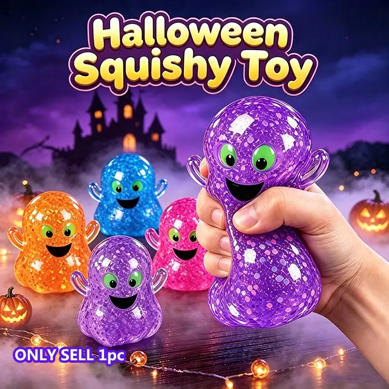 Halloween Ghost Flash Squeeze Toy, Slow Rising Stress Relief Toy, Cute Horror Sensory Toy, Adult Anxiety Relief, Party Gift Decor