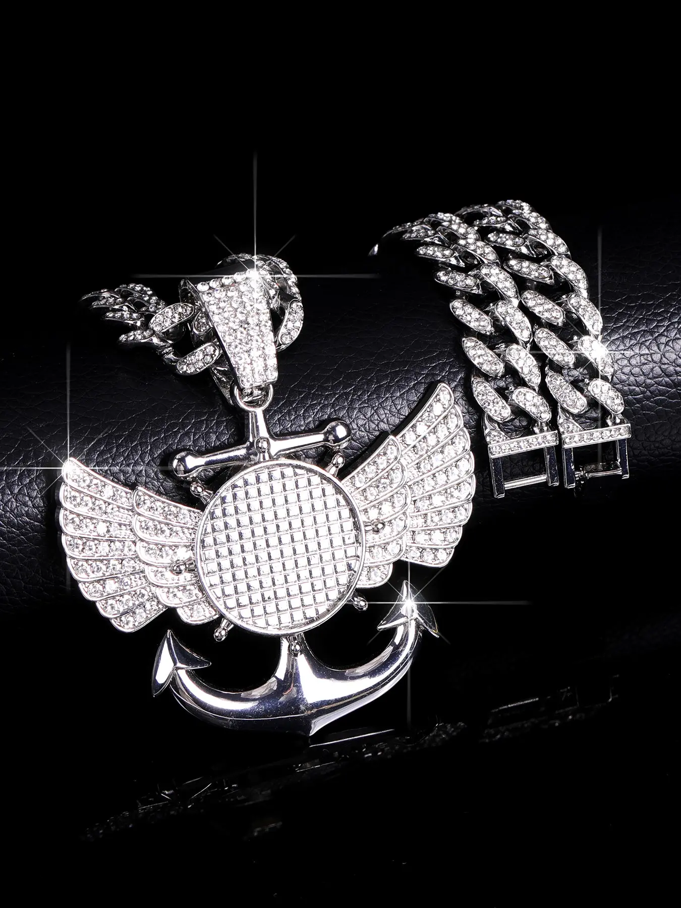 2pcs Unique Wing Boat Anchor Pendant Necklace Set, Exquisite Trendy Style, Party Bar Layering, Fashion Jewelry Accessories