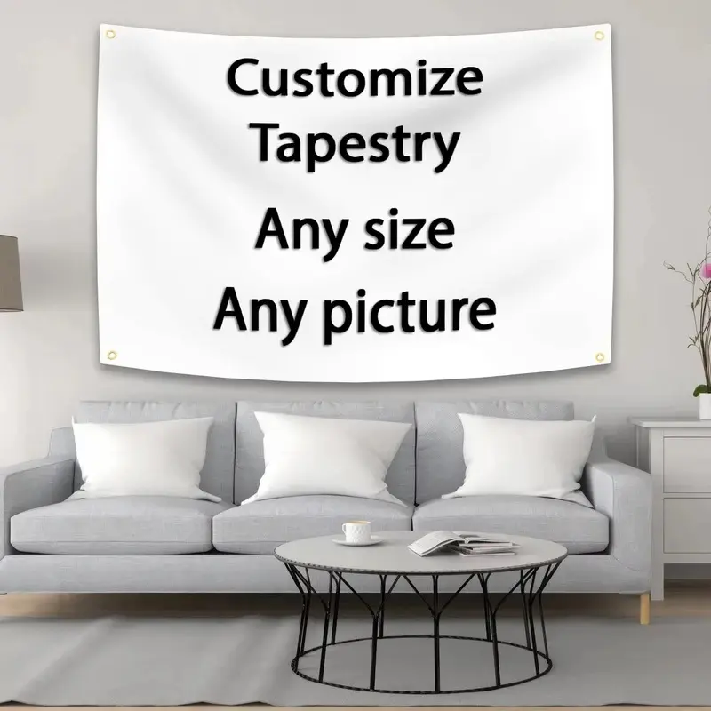 Custom Flag 4 Holes Tapestry Your Any Size Picture Polyester Printed Bar Bedroom Room Background Decoration