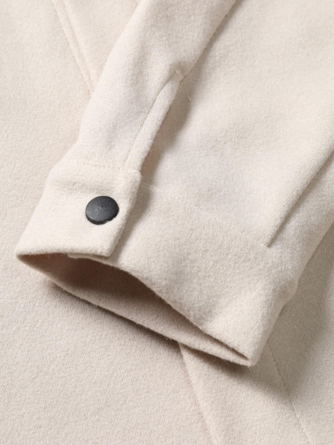 Men's Plain Long Sleeve Jacket, Regular Fit Casual Classic Button Front Flap Pocket Collared Outerwear for Fall & Winter, Going Out Outfit