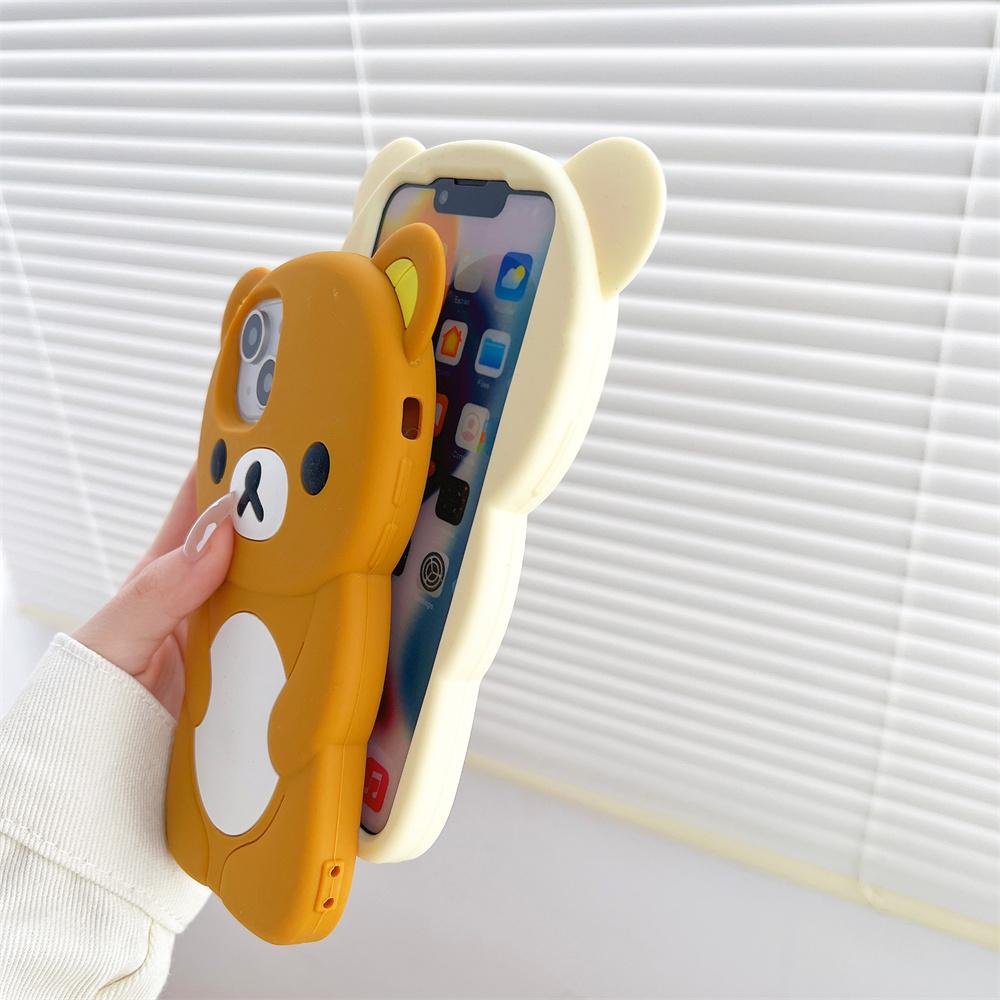3D Rilakkuma Soft Silicone Protective Phone Case, Cute Cartoon Cover for iPhone 16/15/14/13/12/11 Pro, X, XS, XS Max, XR, 6/7/8 Plus, 4/4S, 5/5S and SE, Smartphone Casing