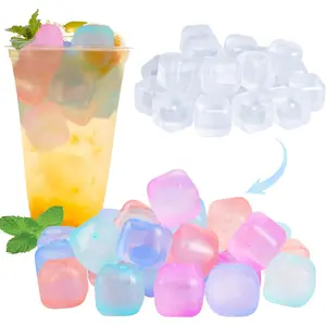 80 Pack Color-changing Reusable Ice Cube for Drinks, Colorful Square Plastic ice Cubes Without Diluting BPA Free, Refreezable Ice Cubes for Coffee, Wine, Whiskey, Cocktails