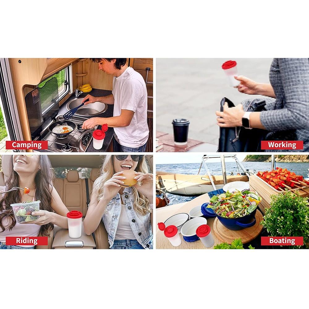 Set of 2 Large Salt and Pepper Shakers，Moisture Proof  Salt Shaker to go Camping Picnic Outdoors Kitchen Lunch Boxes Travel Spice Set Clear with Covers Lids Plastic Airtight Dispenser