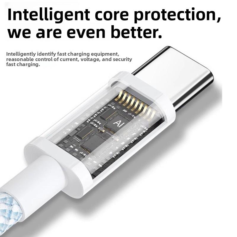 60w Type C Data Cable, Braided Charger, Long 1m Fast Charging Cable, Ultra-Fast Type C Adapter for Smartphones and Mobile Devices