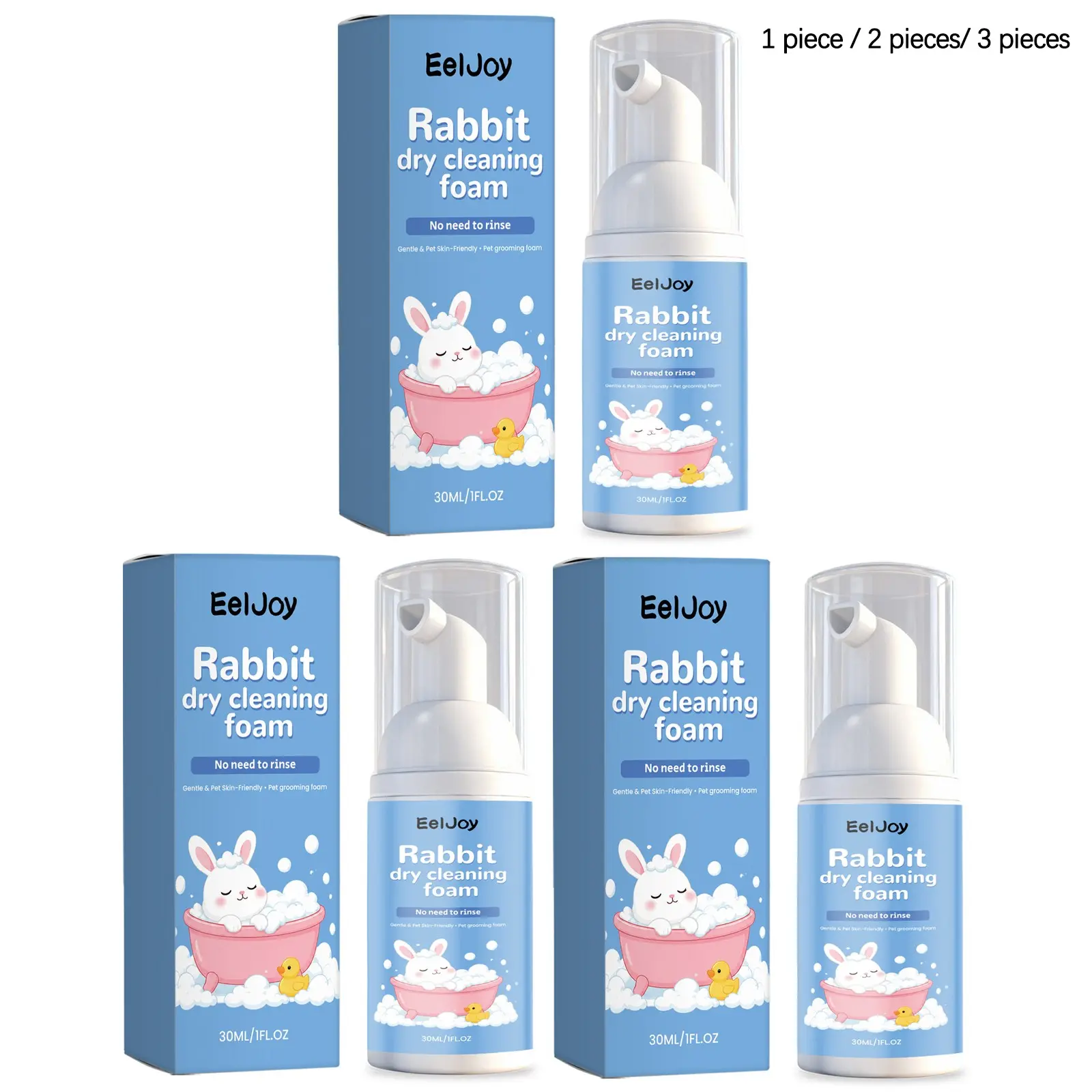 Rabbit Cleaning Mousse (30ML/30ML*2/30ML*33), Gentle Cleansing, Moisturizing, Odor Removal, Smooth Fur, Quick Drying, Rabbit Care Products
