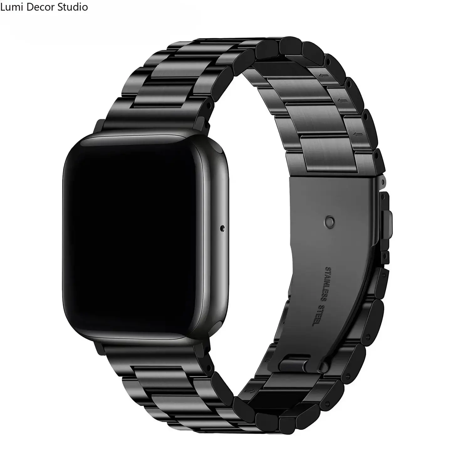Three Bead Stainless Steel Watch Band Compatible with Series 3-11, SE and Ultra Models, Adjustable Metal Bracelet Featuring Durable Construction and Comfortable Fit