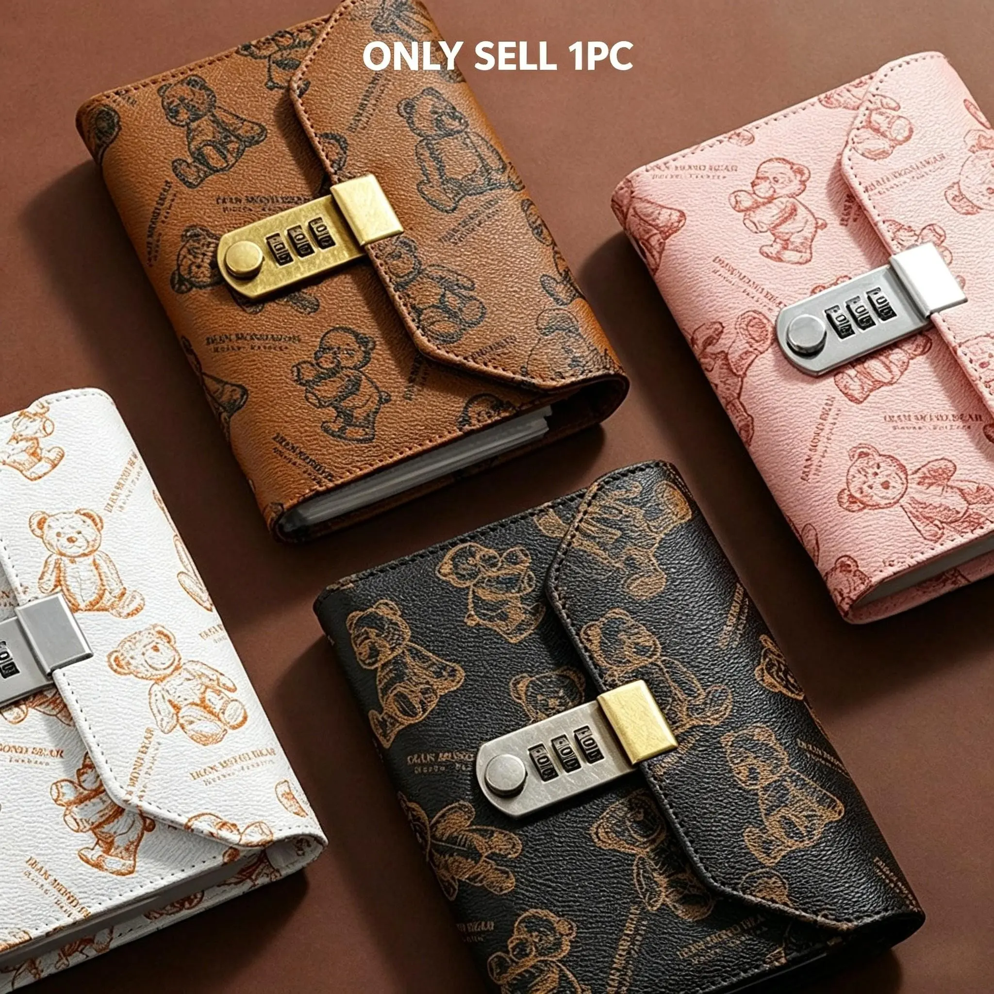 Bear Password Lock Savings Book, Combination Lock Security Album, Currency Collection Organizer, Safe Money Storage Ledger, Personal Organisers