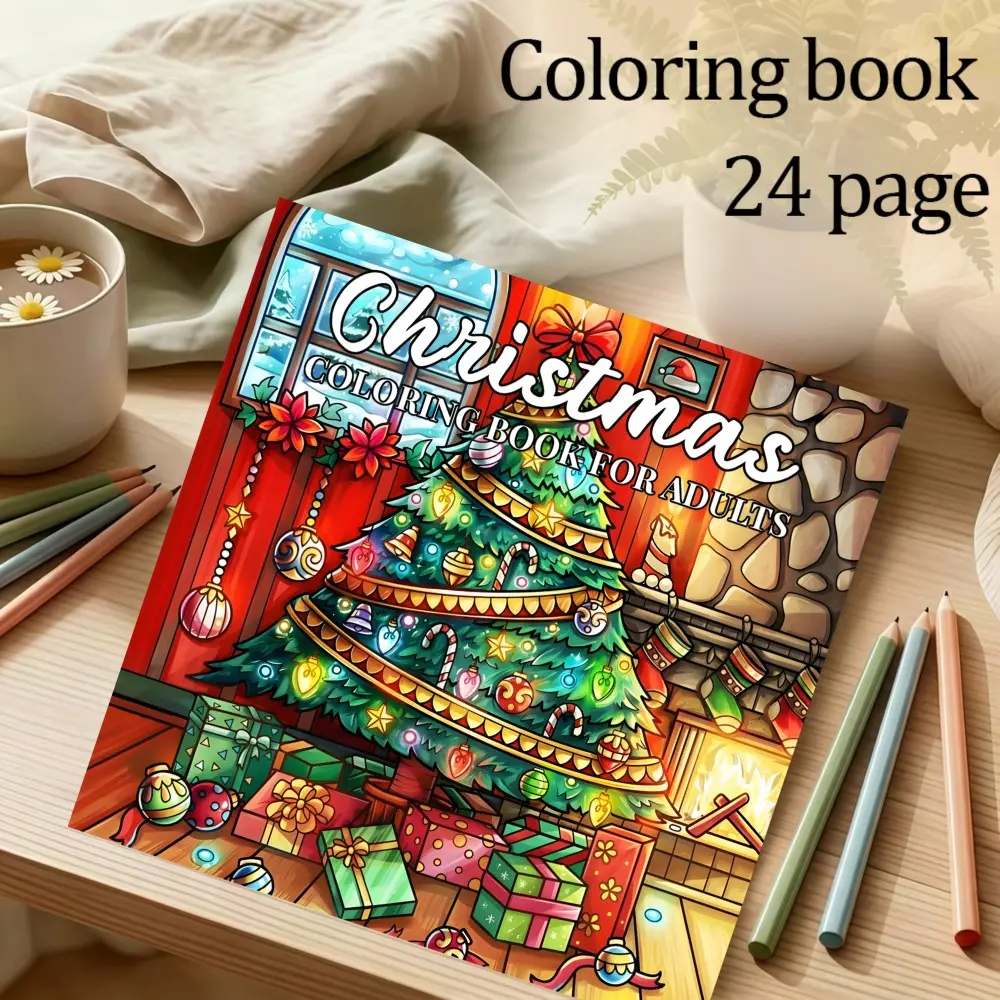 Christmas Coloring Book, 24 Stress-Relieving Designs, 7.9in X 7.9in, Thick Paper, Hand-Drawn Patterns, Ideal Gift for Holidays
