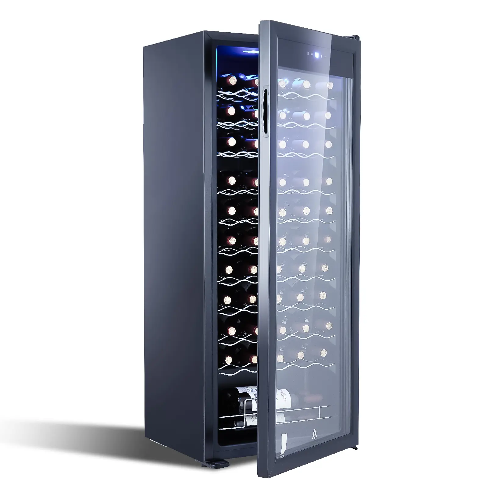 55 Bottle Freestanding Wine Cooler Refrigerator, Single Zone Compressor Wine Fridge with Digital Temp Control, UV Resistant Glass Door & Safety Lock for Home Bar Kitchen