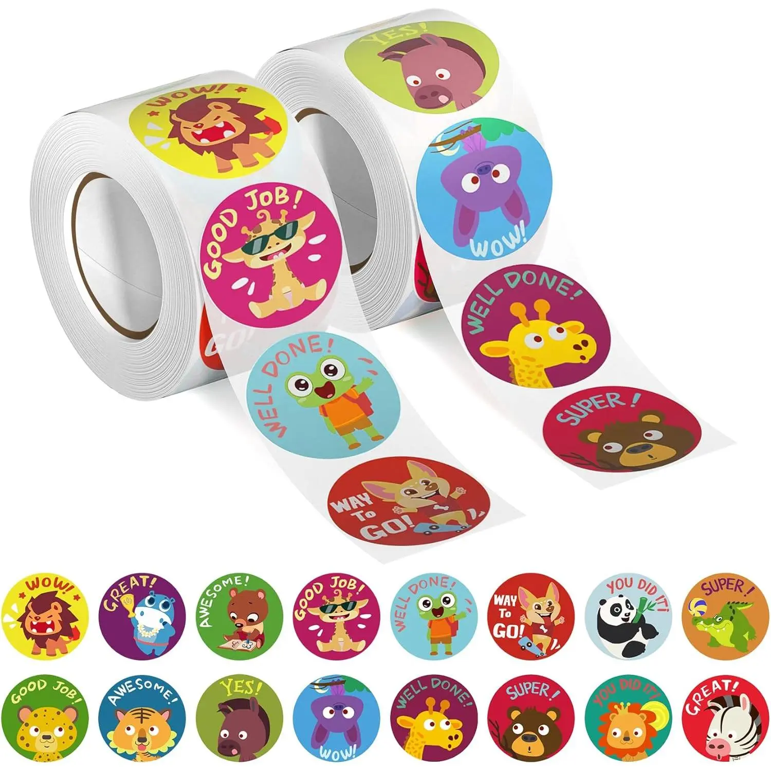 1000 PCS Incentive Stickers,1 Inch Animal Reward Stickers in 16 Designs.Teacher Supplies for Classroom,Potty Training Stickers,Encouraging Stickers,Motivational Stickers