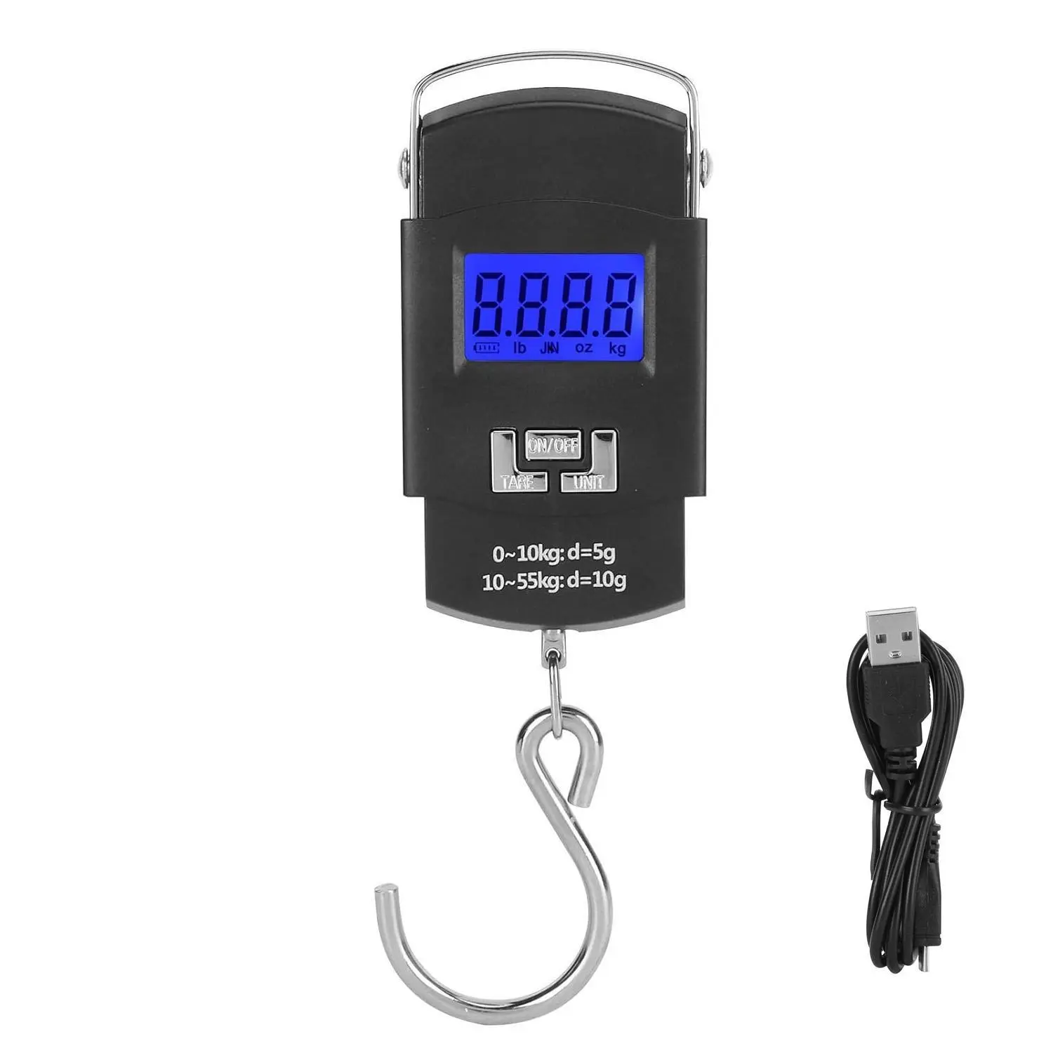 Portable Digital Hanging Scale with Retractable Tape Measure, 110lb/50kg Capacity, Automatic Lock and Backlit LCD Display for Fishing, Luggage & Outdoor Weighings, Multi Function Scale, 2 X Aaa Batteries, Weighing Scale, Inches/Cm
