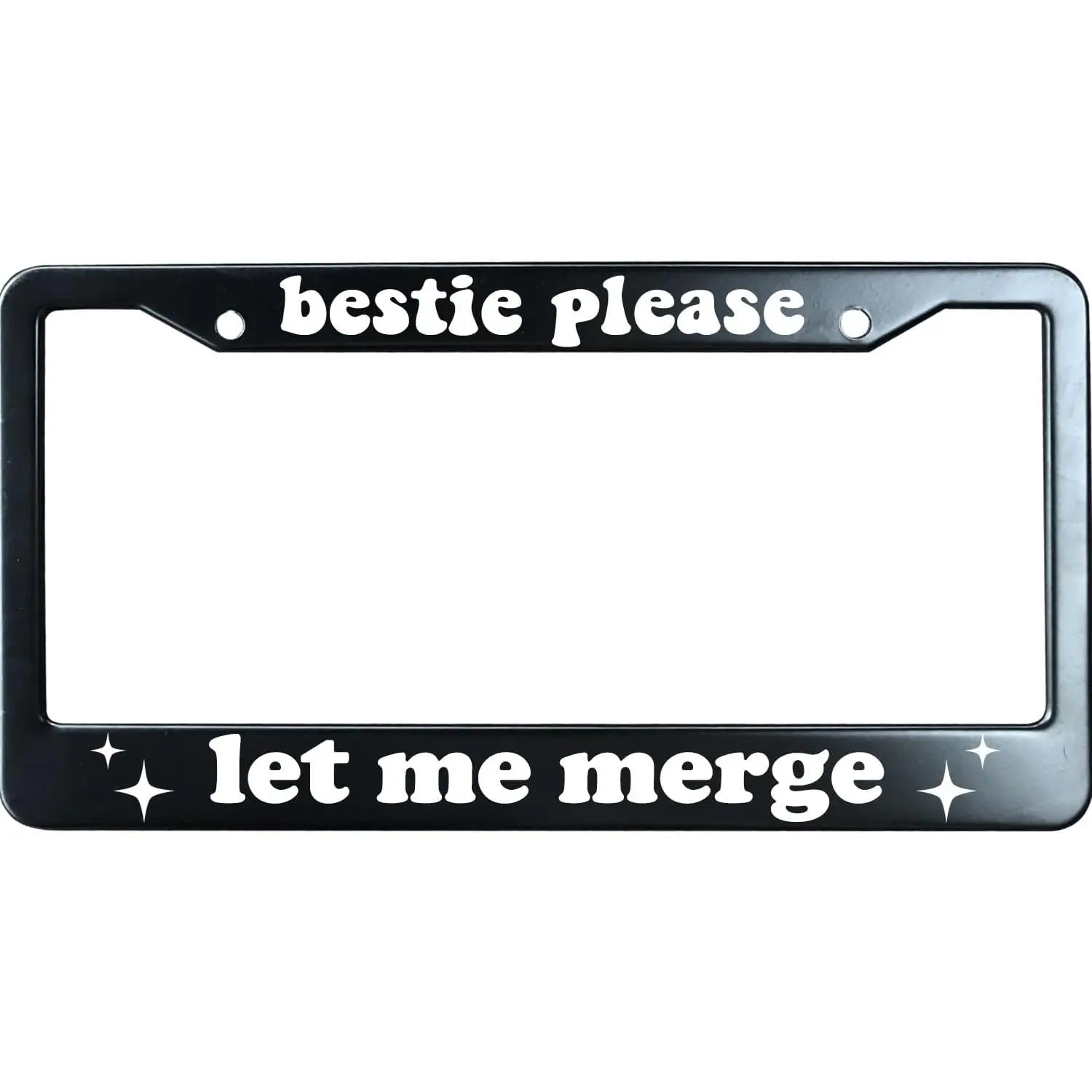 2-piece "My Best Friend, Let Me Merge License Plate Frames" (Unisex), Humorous Stainless Steel Car License Plate Frame, Fun License Plate Stand, Personalized Gift Idea