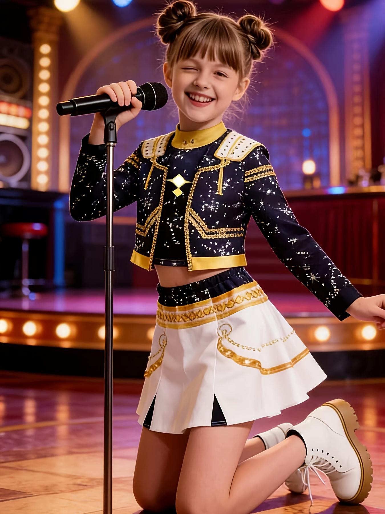 Kids Sibling Outfits Sold Separately Boys Girls Short sleeve Top Shorts Set Girls 3pcs Long sleeve Jacket Skirt Turtleneck Top Stage Fashion Costumes Gifts  Gifts