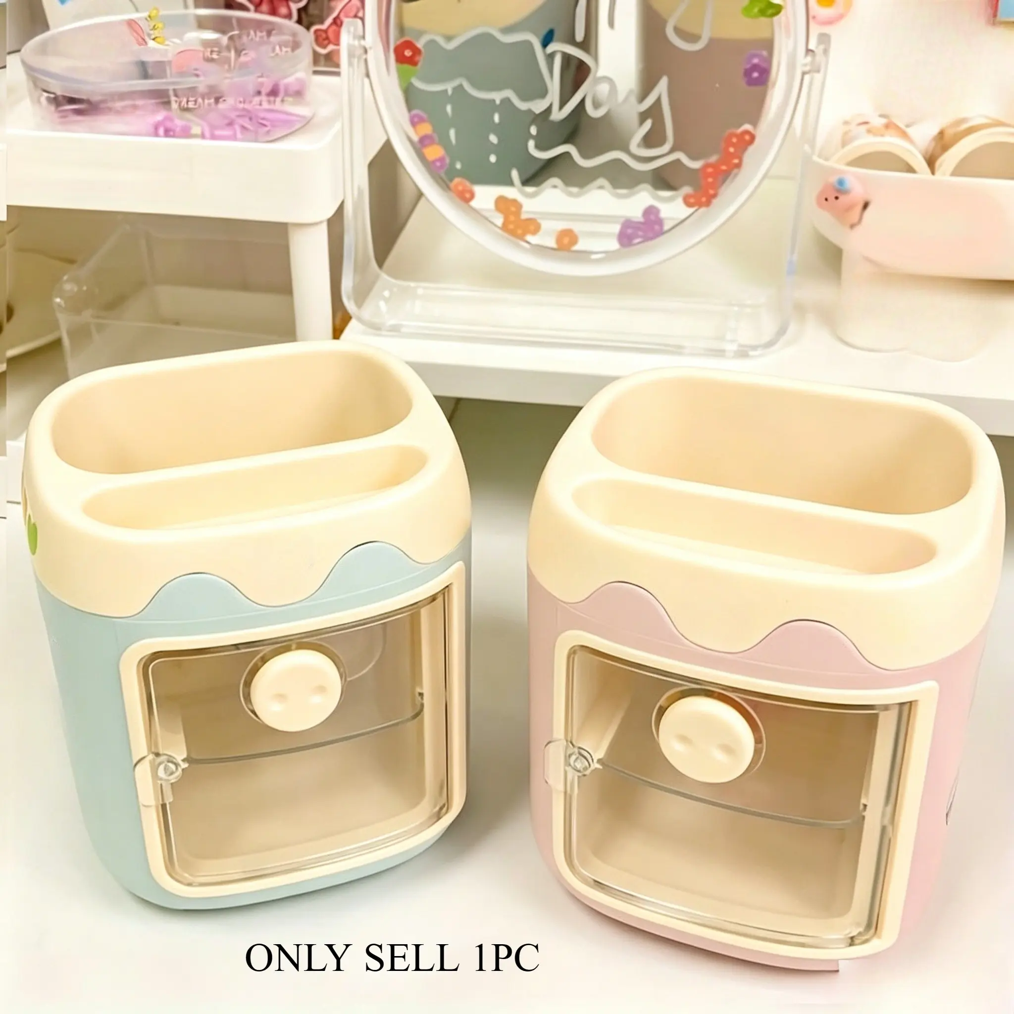 1pc Adorable Piglet Pencil Holder with Large Capacity Storage, Multifunction Pen Holder for Desk, Kawaii Stationery, Fun Desk Accessories & Free Stickers!