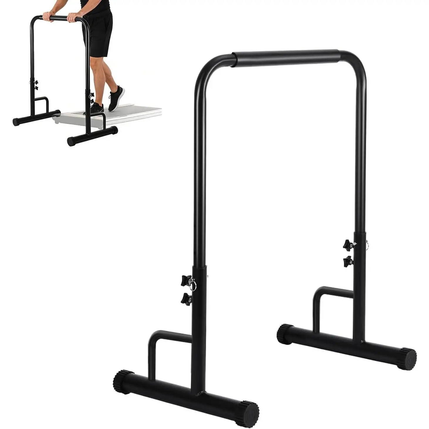 440lbs Adjustable Walking Pad Handle Bar for Under Desk Treadmill |   440lbs Load Capacity, 30.7"-39.37" Height Adjustable, Fits 27.56" Treadmills, Steel Frame, Non-Slip Grip, Floor Pads, Black
