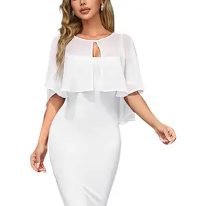 Women's Chiffon Shawl Wraps Shrug for Evening Dress Wedding Cape Bolero Flapper Party Cover Up One Size