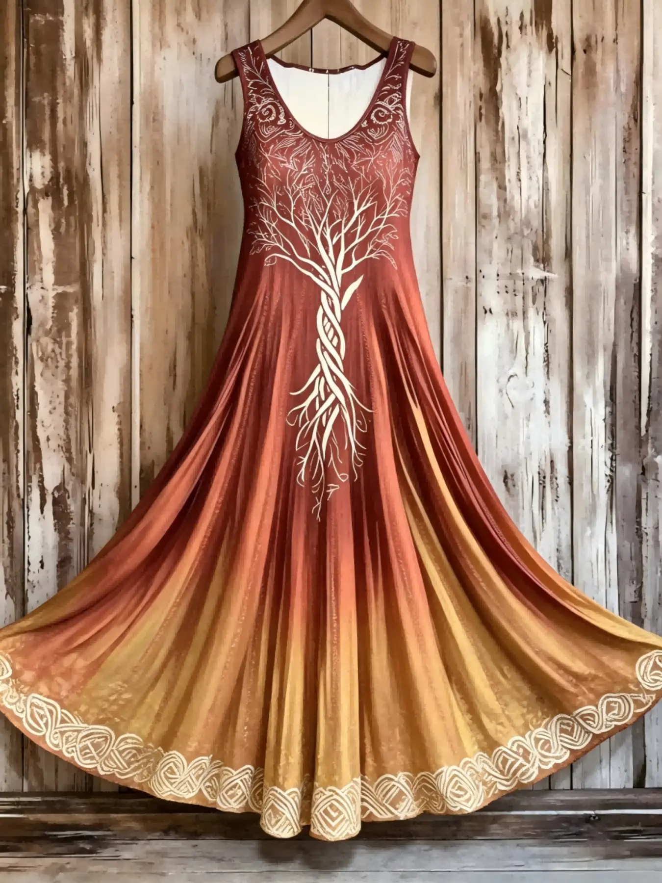 Women's Plus Size New Spring Summer Loose Fit Dress, Creative Pattern Totem Print, Sleeveless Dress, Fashionable and Versatile, Boho Summer Dresses