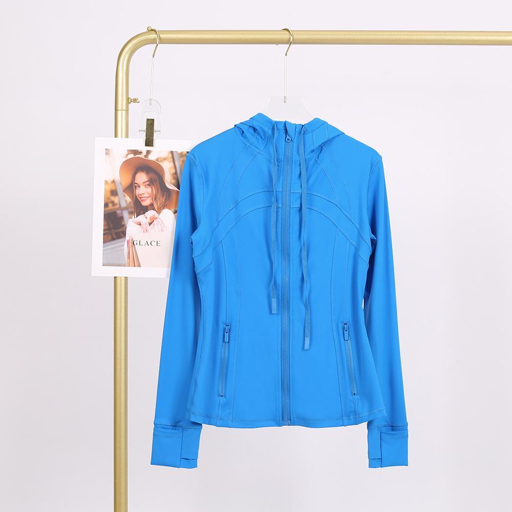 LULU  New hooded jacket for summer, thin, quick drying, slimming, tight fitting, sports and elastic jacket, slim fit