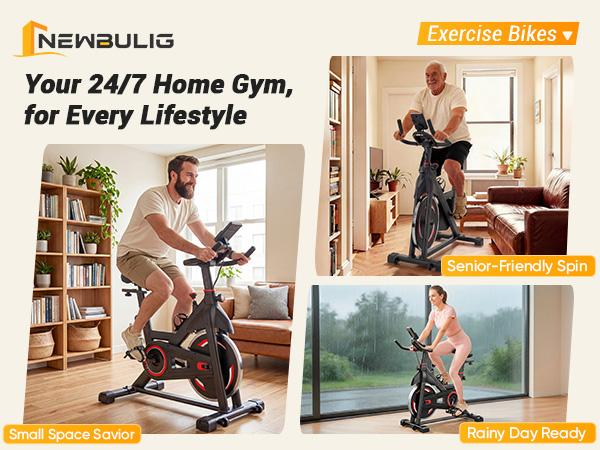 Exercise Bike with LCD Display & Infinite Resistance Adjustment, Quiet Belt Drive Indoor Cycling Bike with Bluetooth APP, Adjustable Seat & Handlebars, 300lb Capacity for Home