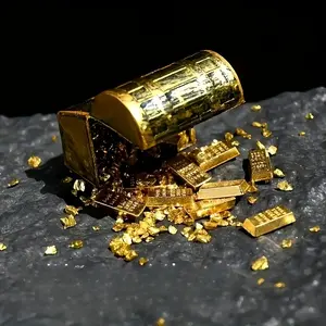 Miniatures, Gold Coins, Gold Bars, Treasures, Ingots, Treasure Chests, Doll House Accessories, Mini Model Ornaments