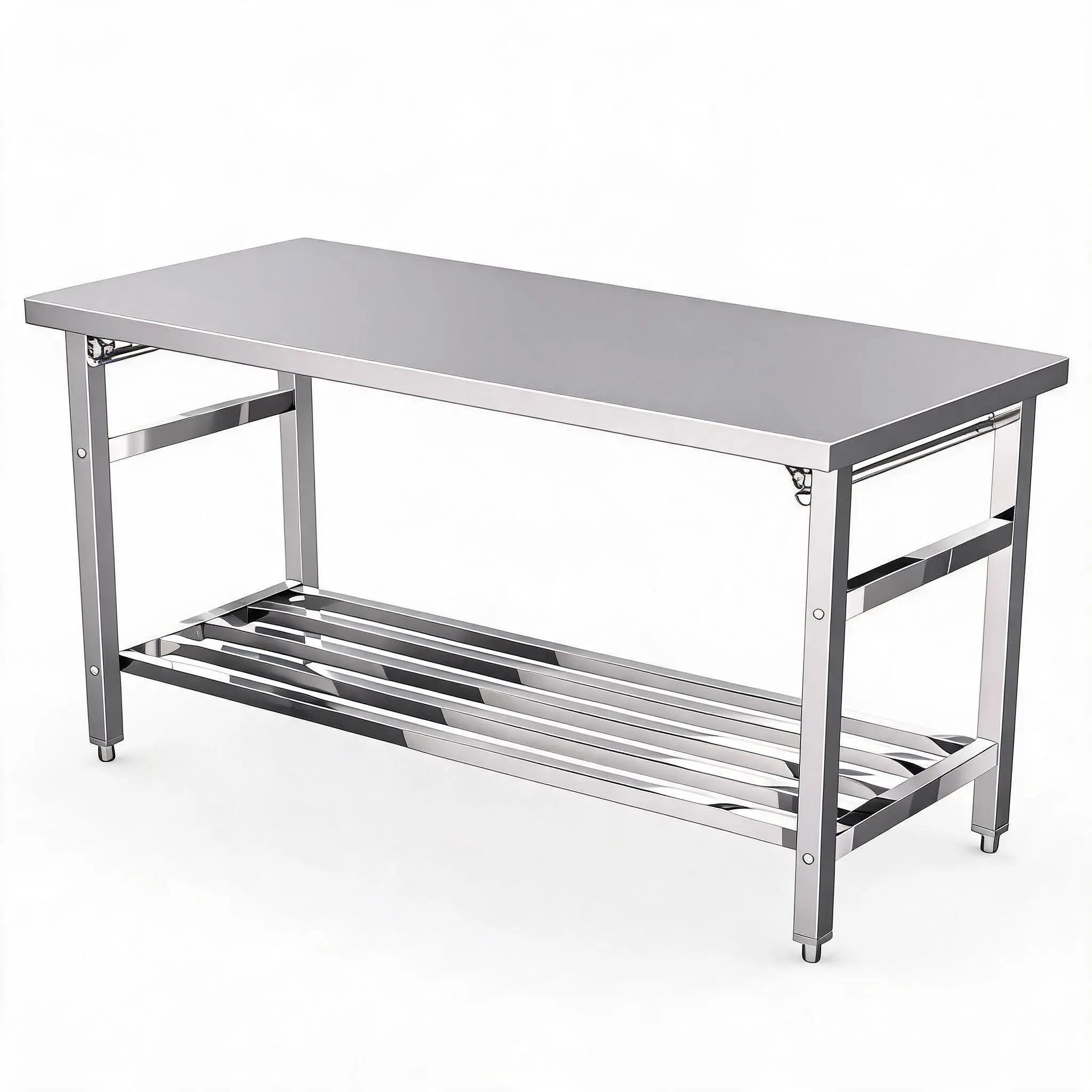 Heavy-Duty Stainless Steel Folding Table, 24x60 Inches NSF Certified Commercial Kitchen Prep Table with Adjustable Undershelf, Easy Assembly for Restaurant, Office