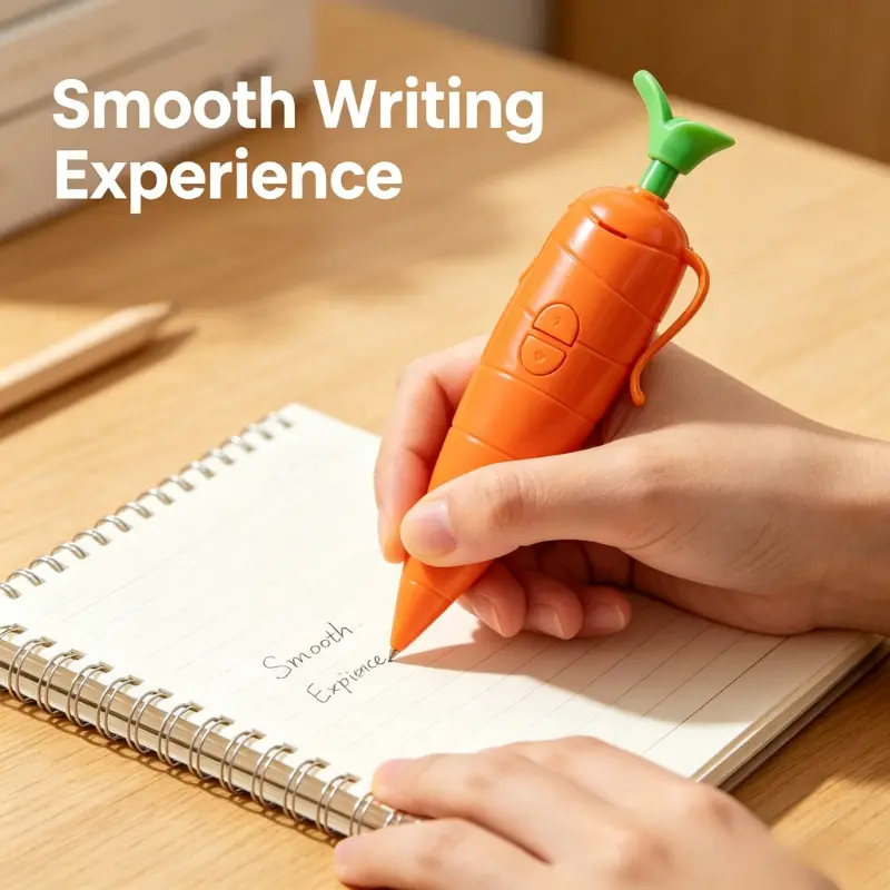 Cute Carrot Shape Voice Recorder Pen 2 In 1 Writing & Recording Pen Portable Mini Digital Voice Recorder 60 Seconds Recording Student Stationery Novelty Toy Gift for Kids School Supplies