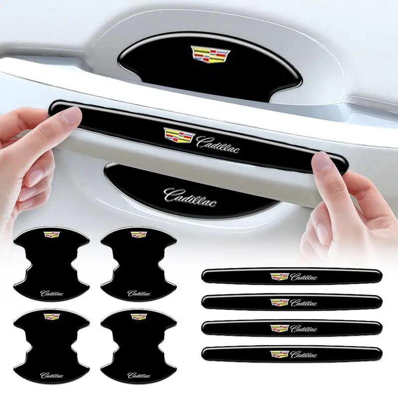 8PCS Car Door Handle Bowl Protective Stickers Anti-collision Decal for Cadillac Escalade CTS DTS STS XTS ATS BLS SLS Deville CT5 CT6 XT5 XT6