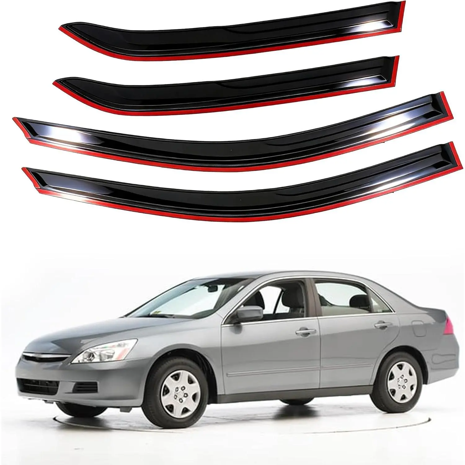 Window Visors Rain Guards for 2003-2007 Honda Accord, Tape-on Shatterproof Sun Smoke Guard Vent Visor Side Wind Deflectors Accessories for Trucks