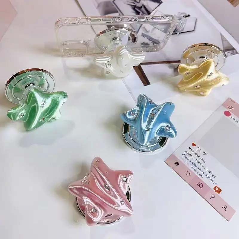 New 3D Printing Creative Stars For Magsafe Phone Magnetic Griptok Grip tok Stand For iPhone Funny Foldable Wireless Charging Case Holder