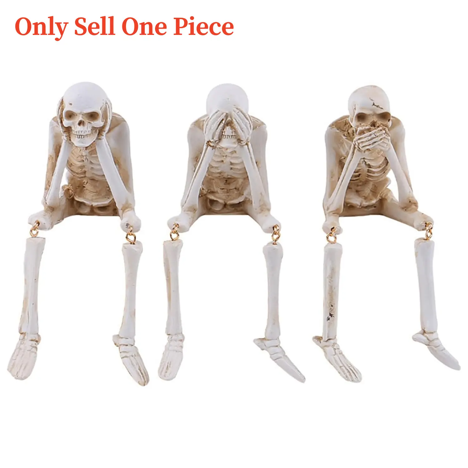 Halloween Skeleton Statues, No See Speak Hear No Evil Realistic Skull Decorations, Resin Halloween Gothic Figures for Home Party Decoration