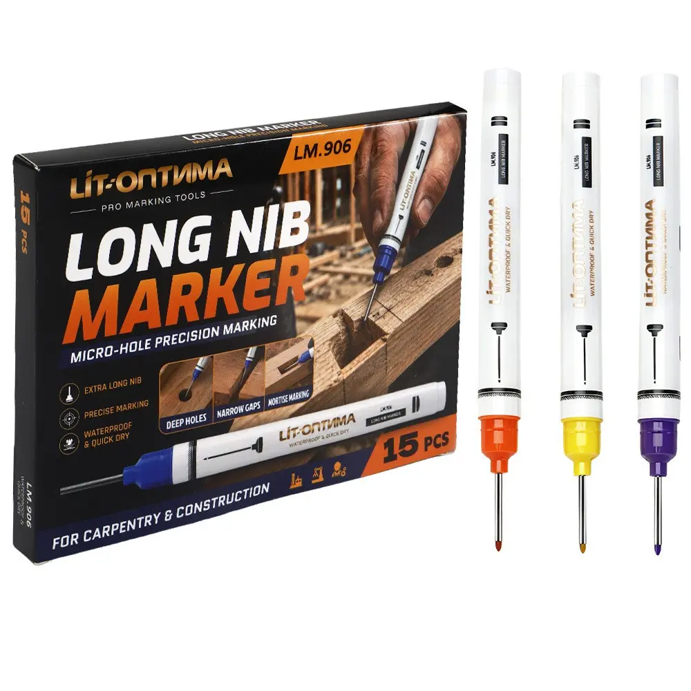 21mm Tip Marker Pen Set, 15 Pcs/8 Colors, Waterproof, Non-Blotchy, Ideal for Pipes, Wood, Plastic, Back-To-School Craft Markers