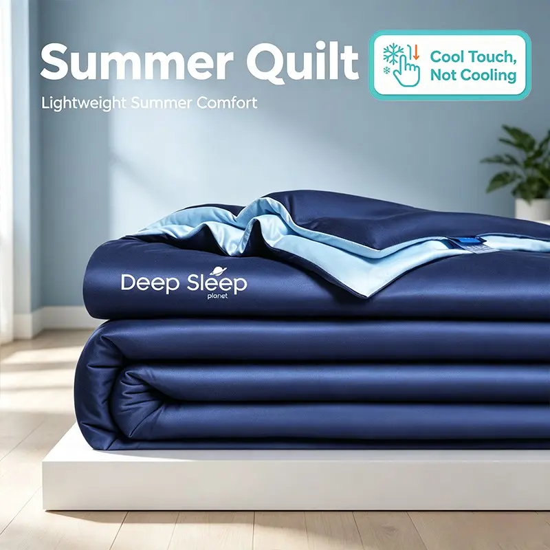 Silky Soft Lightweight Summer Rest Comforter, Dual Tone Cool Touch Fabric, Air Permeable Thin Bed Quilt for Daily Naps & Indoor Relax, Bed Cover, Breathable Quilt