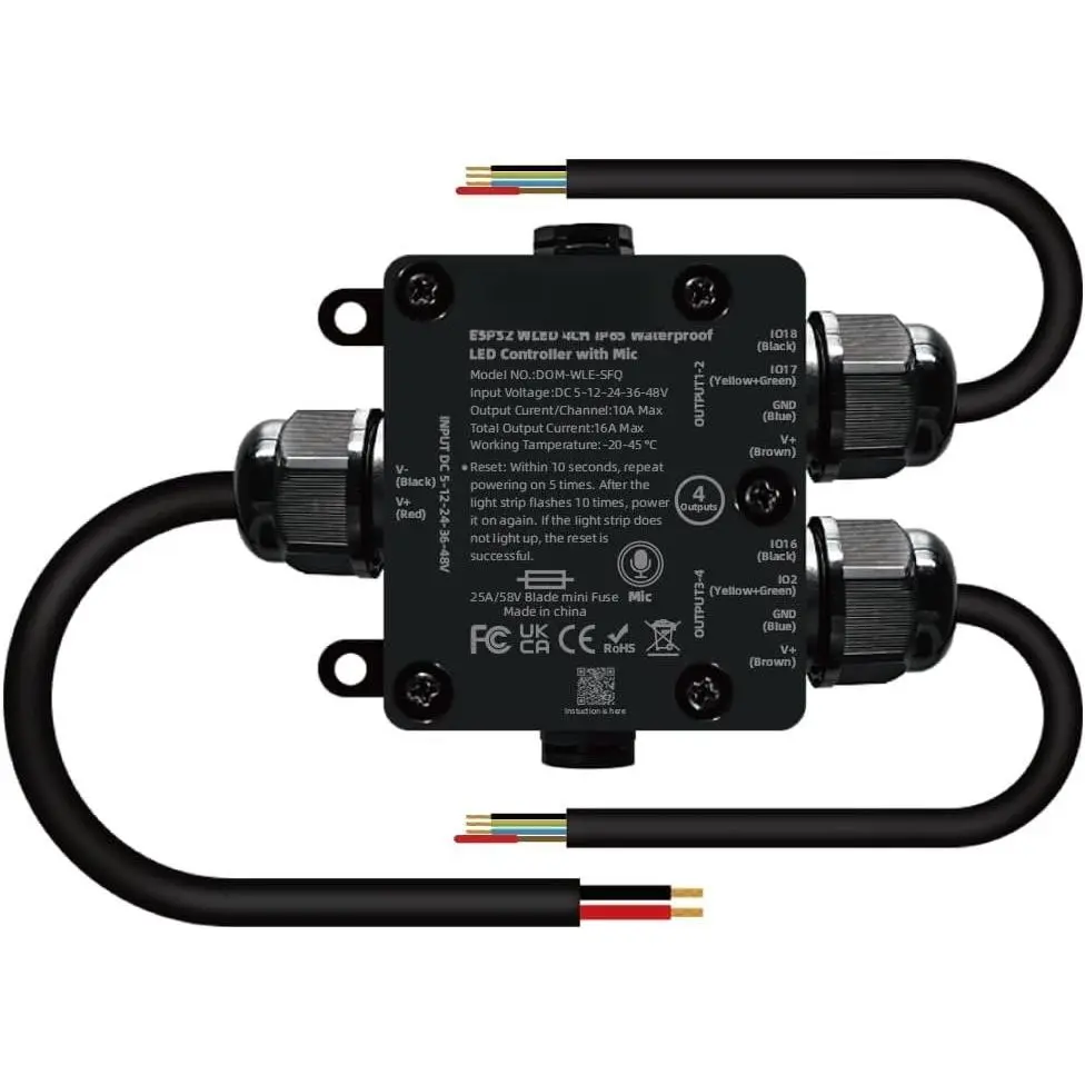 ESP32 WLED Controller with Mic , Project for Pool Boat Landscape Outdoor Lights IP65 Dynamic RGB IC DIY Lighting WiFi APP Control for WS2812B DC5-24V RGBW LED Controller (2 )