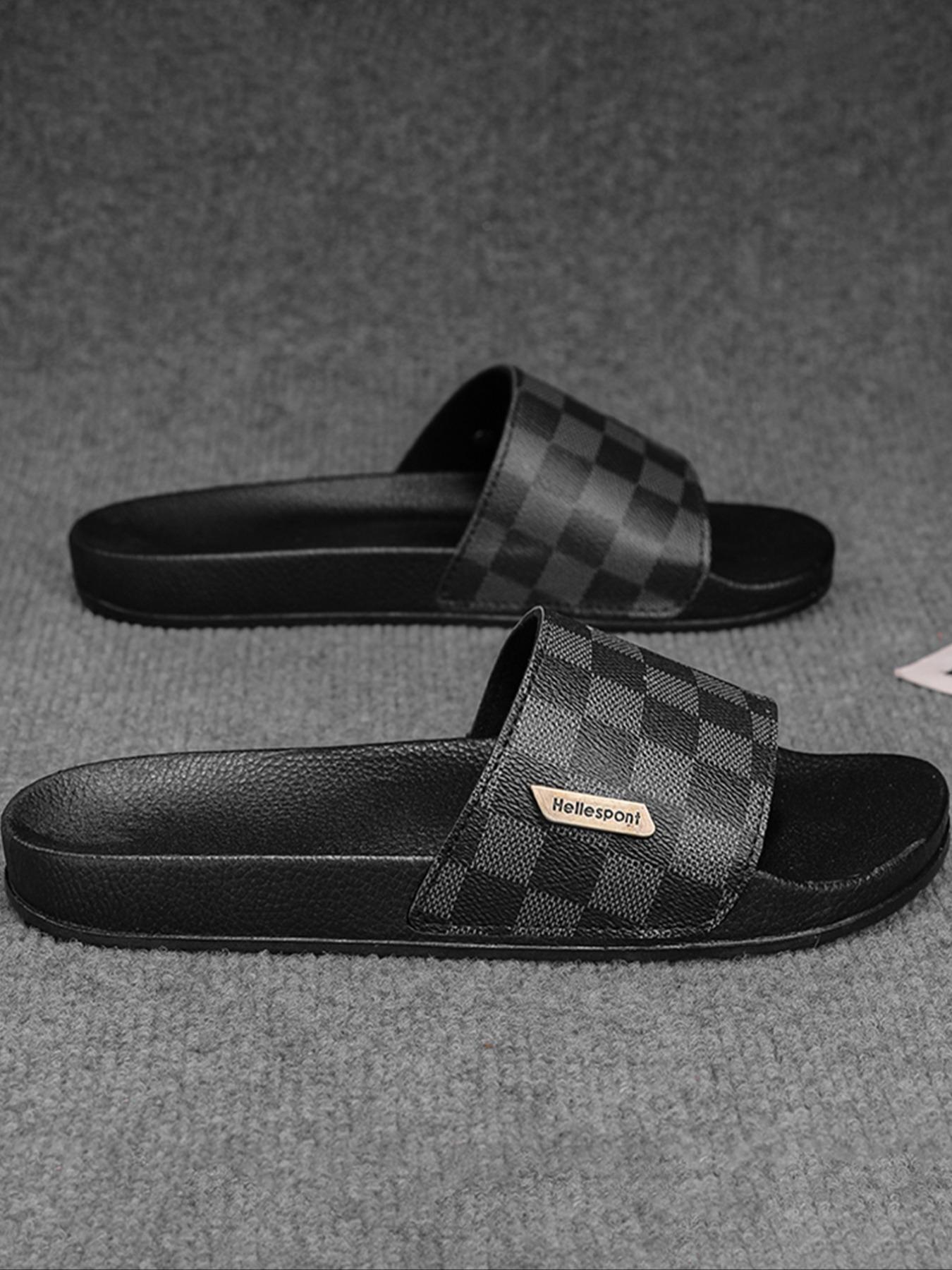 Men's Fashionable Black Slides, Casual Comfortable Flat Sandals for Beach, Outdoor, Lightweight Breathable Slippers for Daily Wear, Casual Soft Slippers, Summer Slippers, Footwear