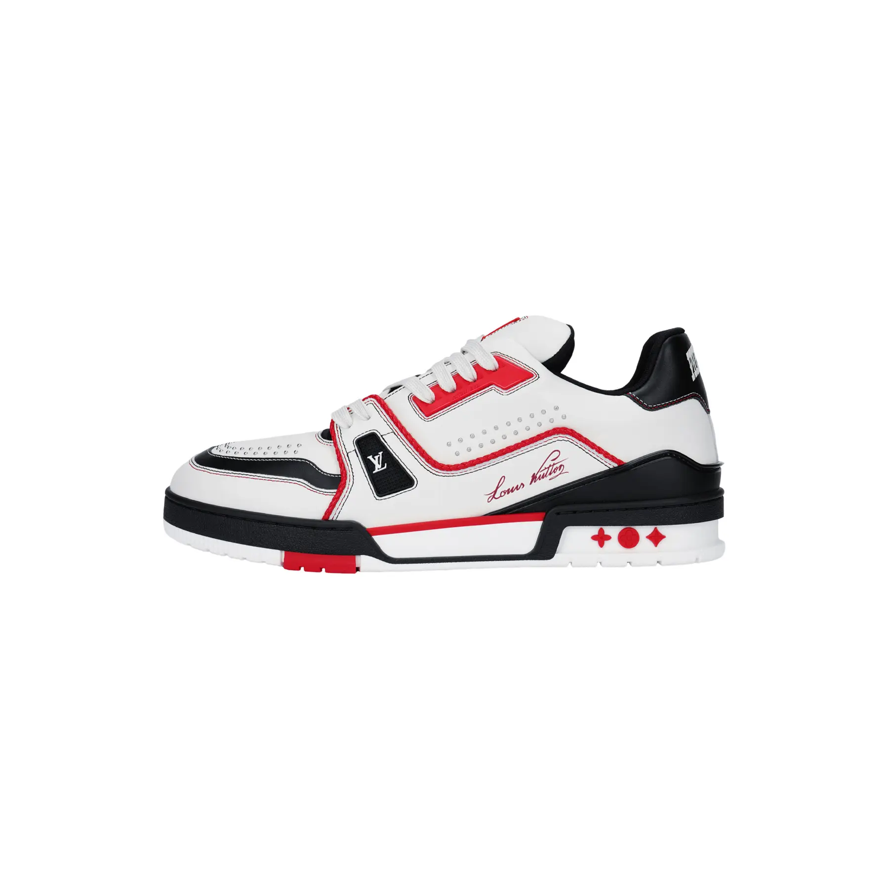 LOUIS VUITTON Calfskin Round-Toe Lace-Up Low-Top Casual Trainer - Closed Men's/Women's Red & Black Trending Footwear, Maison Mihara Verifiable with Credentials & Global Authentication Support