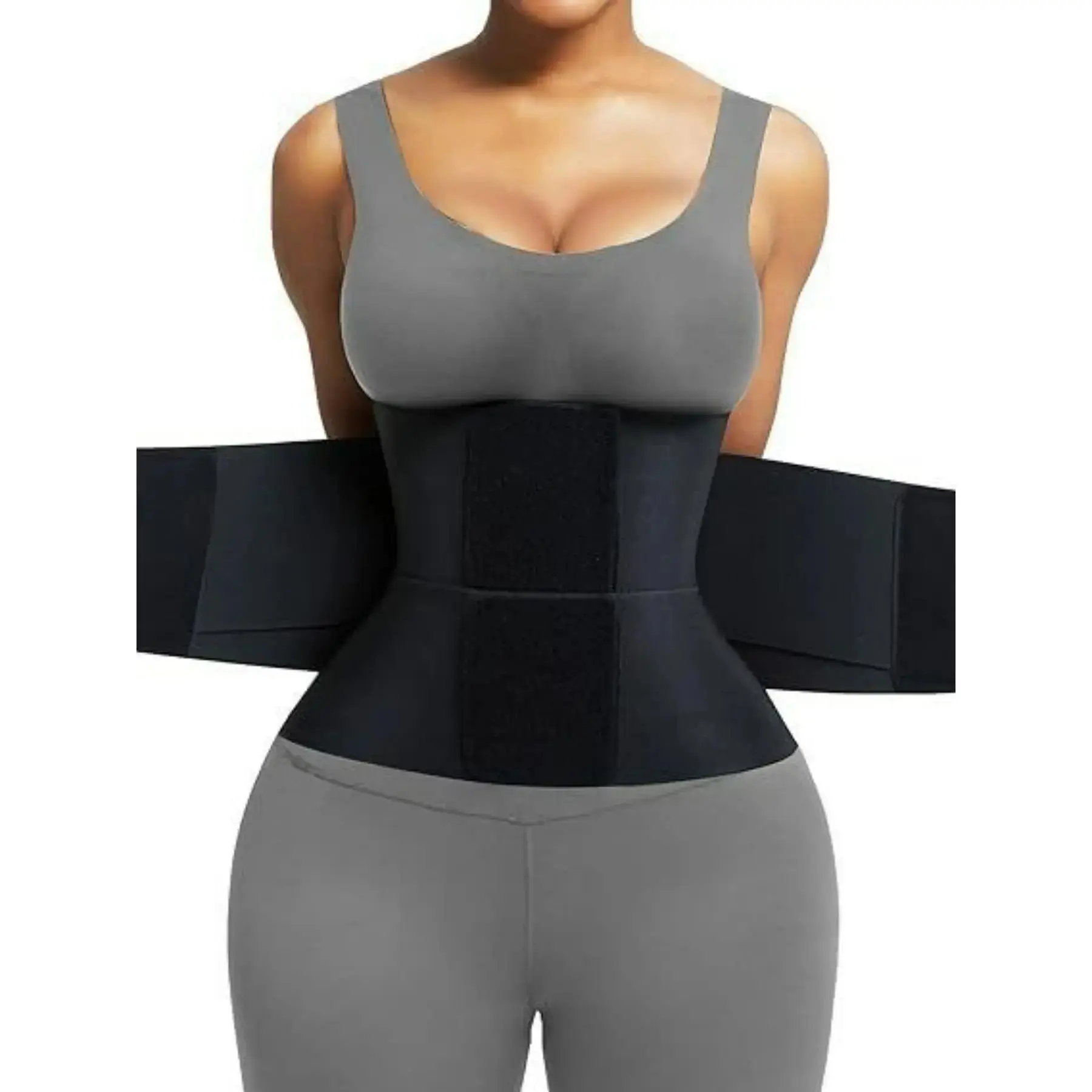 Unisex Shapewear Waist Trainer Belt, Three-Layer Reinforced Design, Smooth, Magic Tape Closure, Adjustable, Ideal for Exercise & Daily Wear, Enhances Waistline