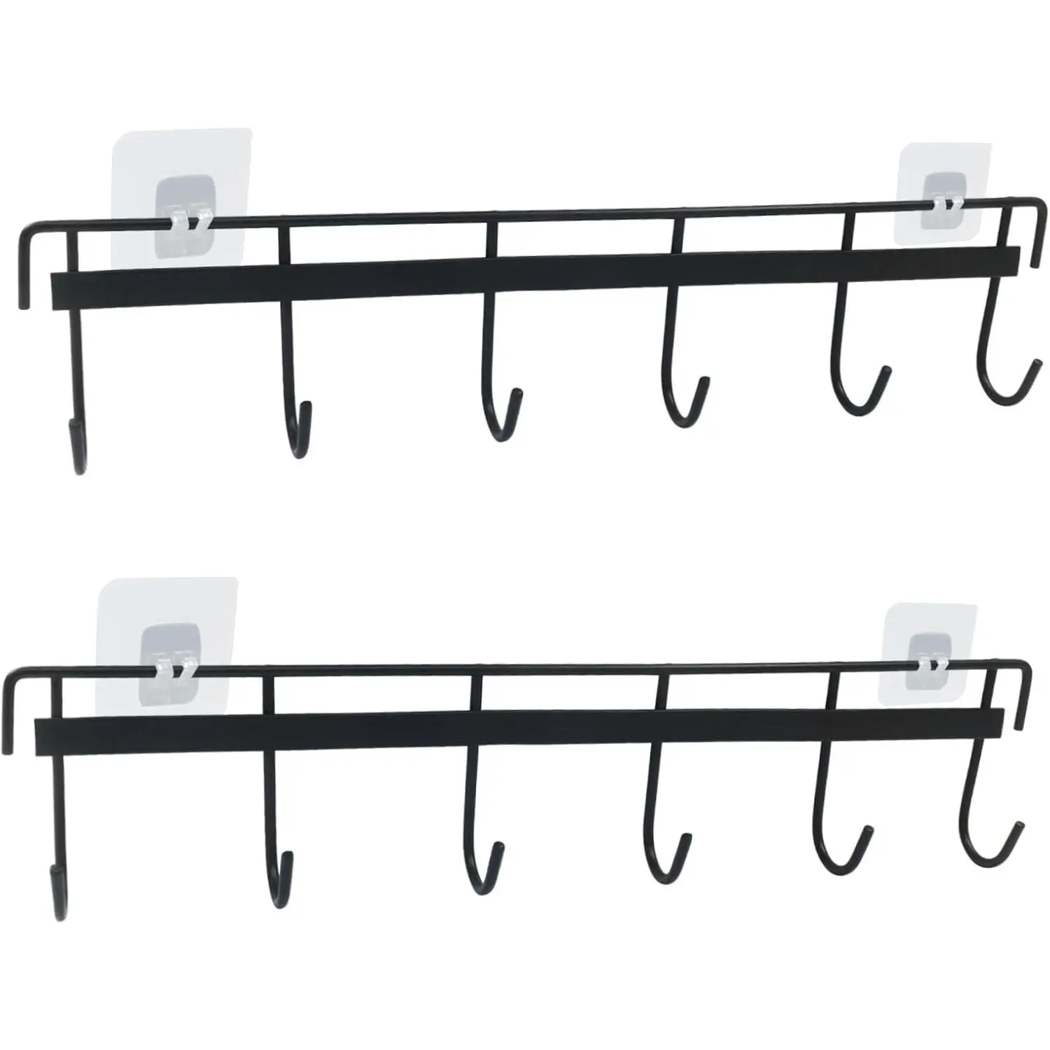 Kitchen Utensil Rack, Black, 2 Pcs | 4 Adhesives Included, Adhesive Hanging Rack, For Kitchen, Bathroom, Bedroom, Utensil Holder