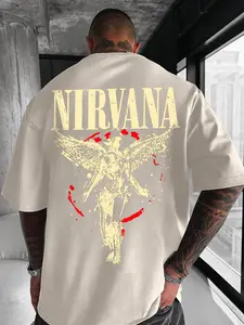 Men's Loose Fit Short Sleeve T-Shirt, Nirvana Angel Print, Skin-Friendly Fabric, Vintage Punk Style, Streetwear Comfort
