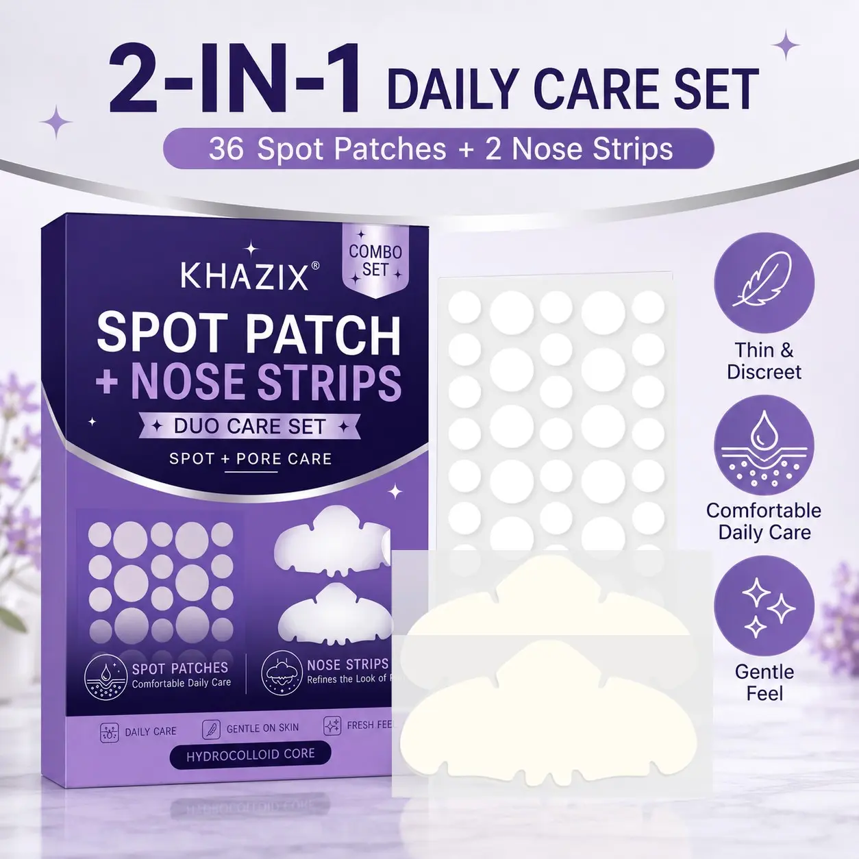 36+2pcs Acne Patches Combo, Deep Cleans Blackheads, Shrinks Pores, Covers Blemishes, Oil Control Facial Care, Suitable for All Skin Types