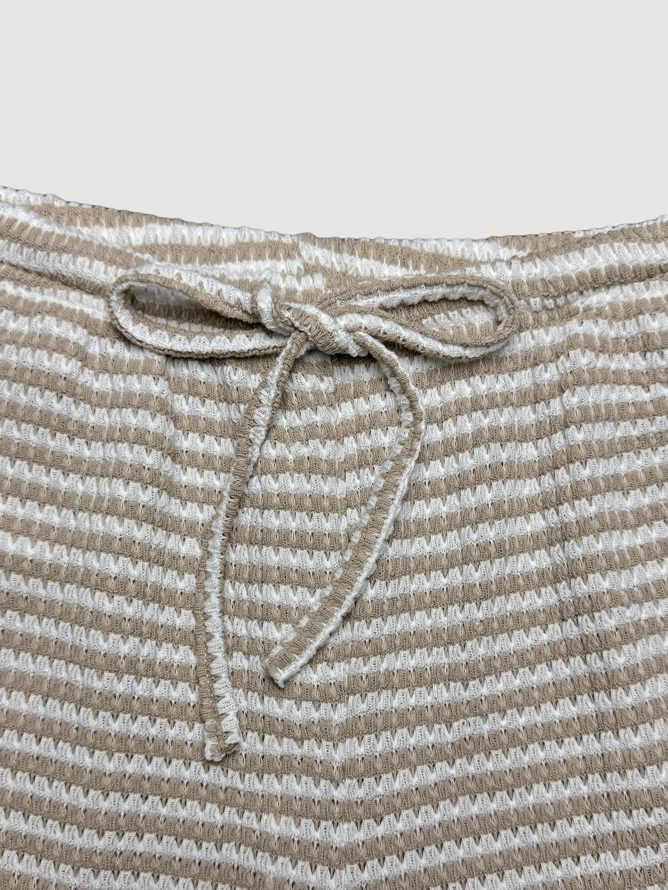 Women's Summer Knitted Striped Drawstring Pocket Casual Loose Wide Leg Pants, Perfect for Daily Wear and Vacations